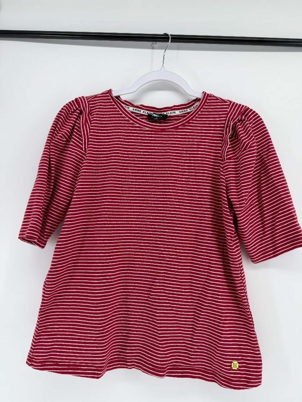 Anne Klein size medium red with white stripes T-shirt